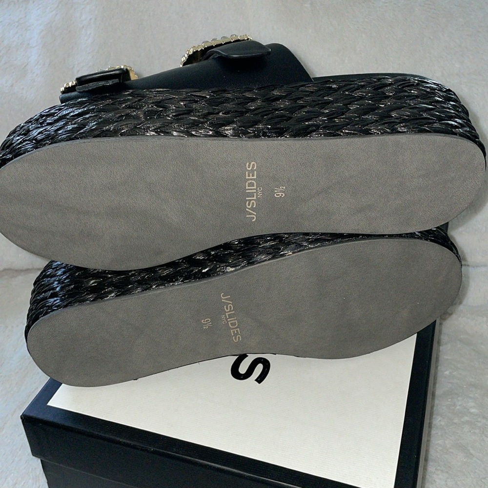 NWT J/SLIDES J/SLIDES QUINLEY Black Leather Sandal - Picture 15 of 16